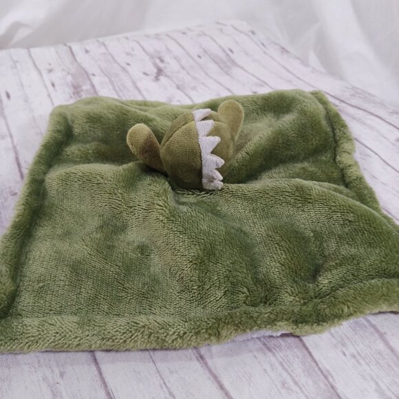 Zak & Zoey Green Gray Dino Lovey Security Blanket Plush Stuffed Animal Small 10" - Picture 3 of 6